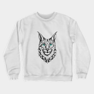 Lynx Wild Animal Nature Illustration Art Tattoo Crewneck Sweatshirt